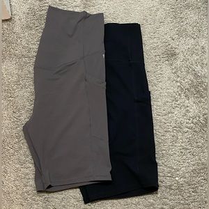 Fabletics Maternity Biker Shorts. Size Large. Black and grey.